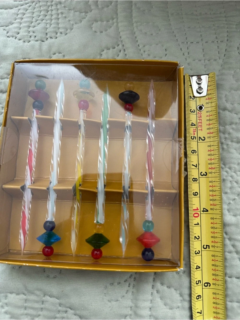 Pier 1 Imports-Set of 6 Twisted Glass Hors D’oeuvere Picks-appx 5”-New In Box
